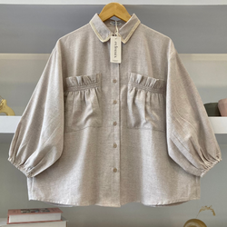 Image of Eclemix Top Yumana | Atasan Wanita Kemeja Daily Basic Saku Loose