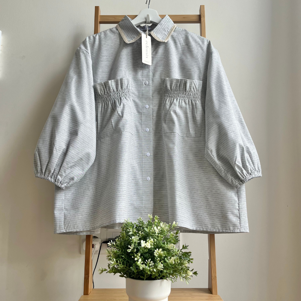 Eclemix Top Yumana | Atasan Wanita Kemeja Daily Basic Saku Loose
