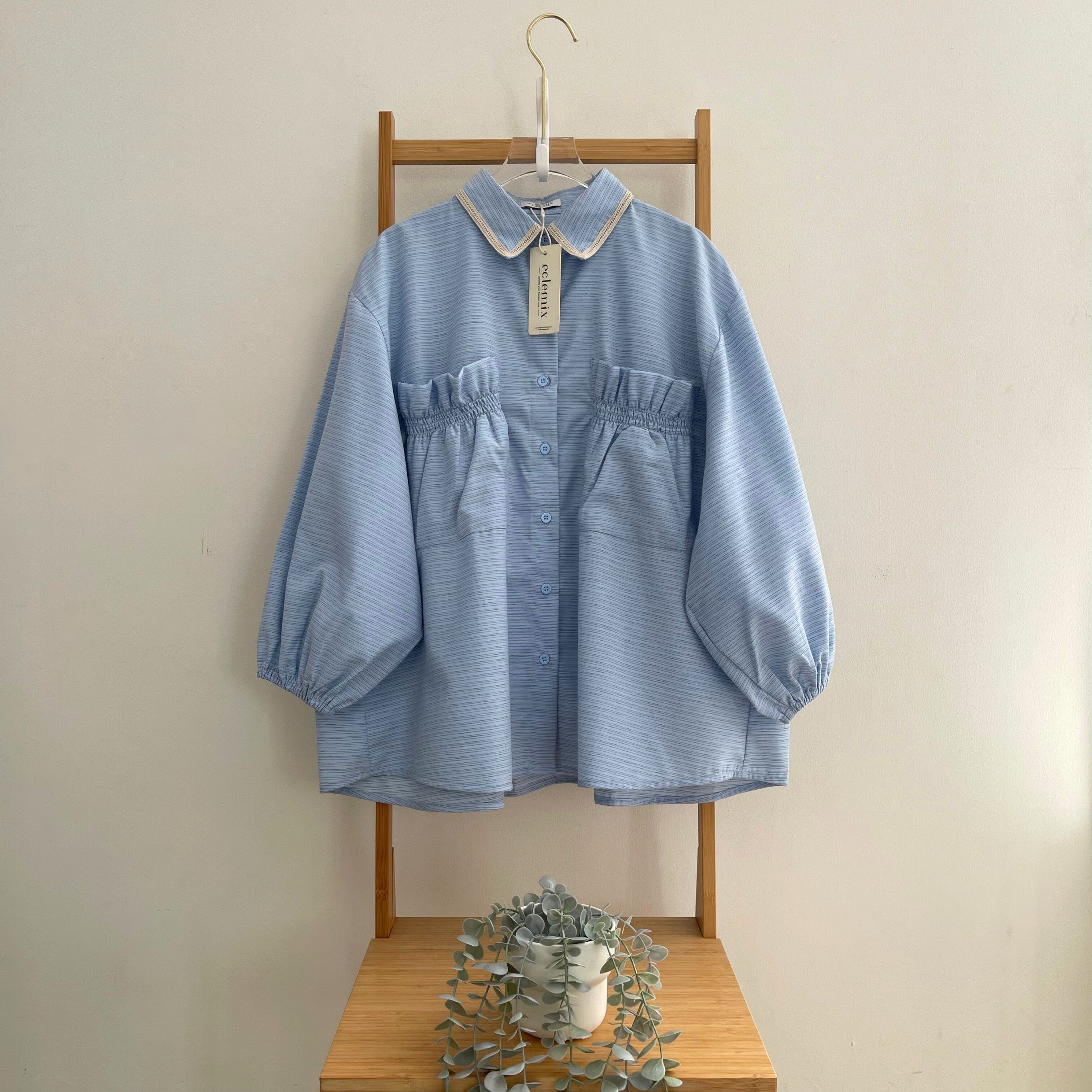 Eclemix Top Yumana | Atasan Wanita Kemeja Daily Basic Saku Loose