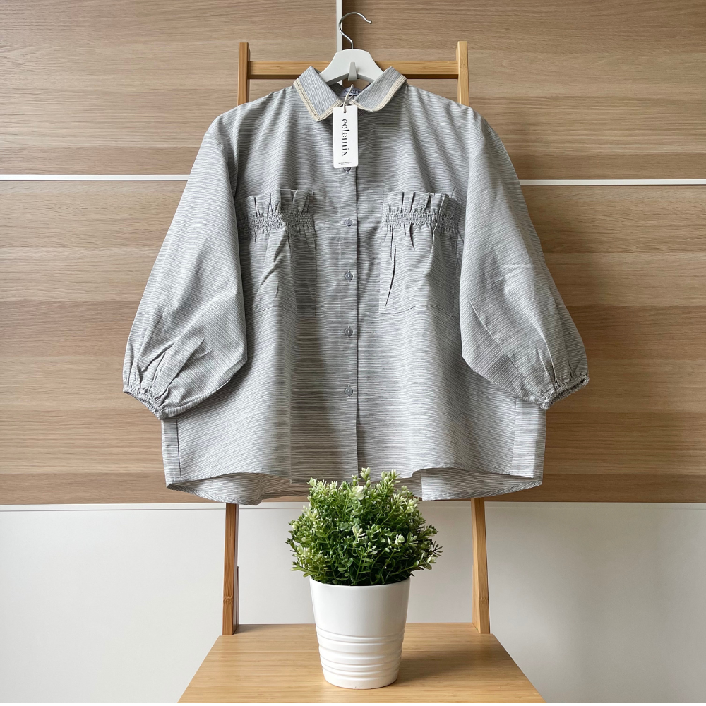Eclemix Top Yumana | Atasan Wanita Kemeja Daily Basic Saku Loose