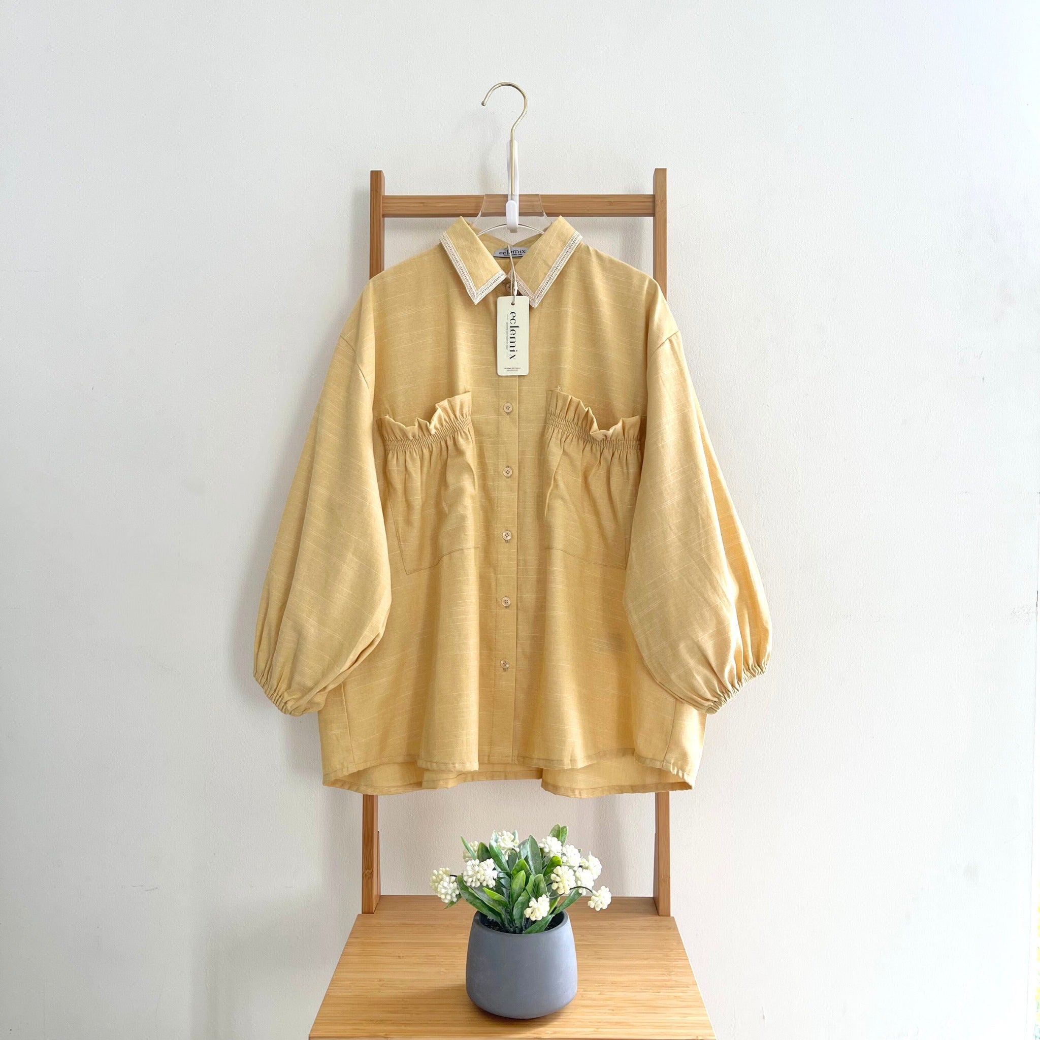 Eclemix Top Yumana | Atasan Wanita Kemeja Daily Basic Saku Loose