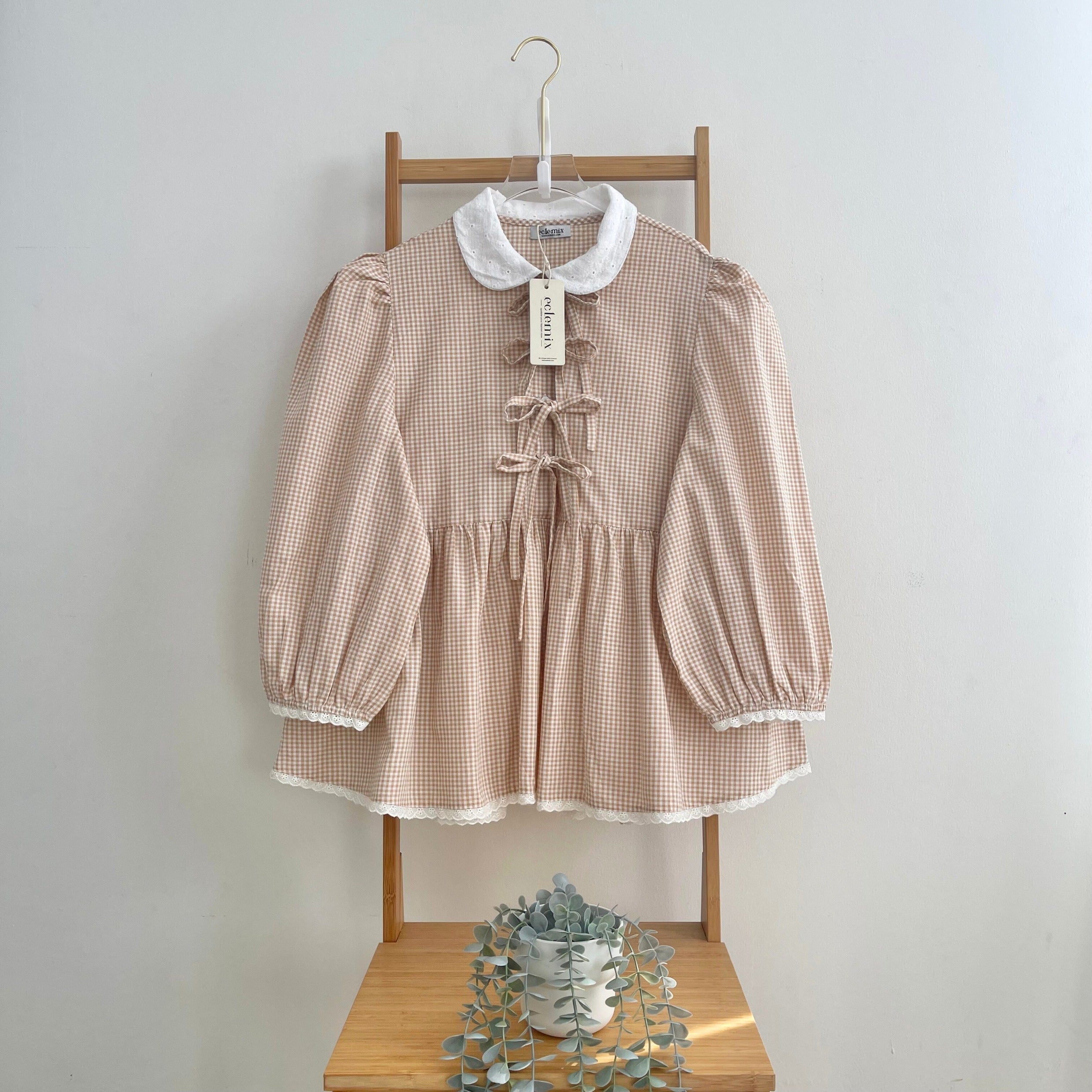 Eclemix Yumia Top | Atasan Wanita Blouse Pita Motif Kancing Depan