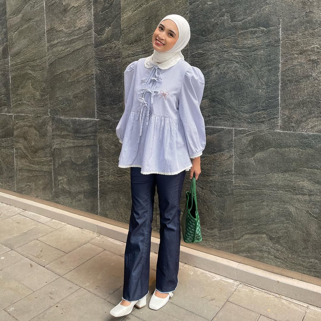 Eclemix Yumia Top | Atasan Wanita Blouse Pita Motif Kancing Depan