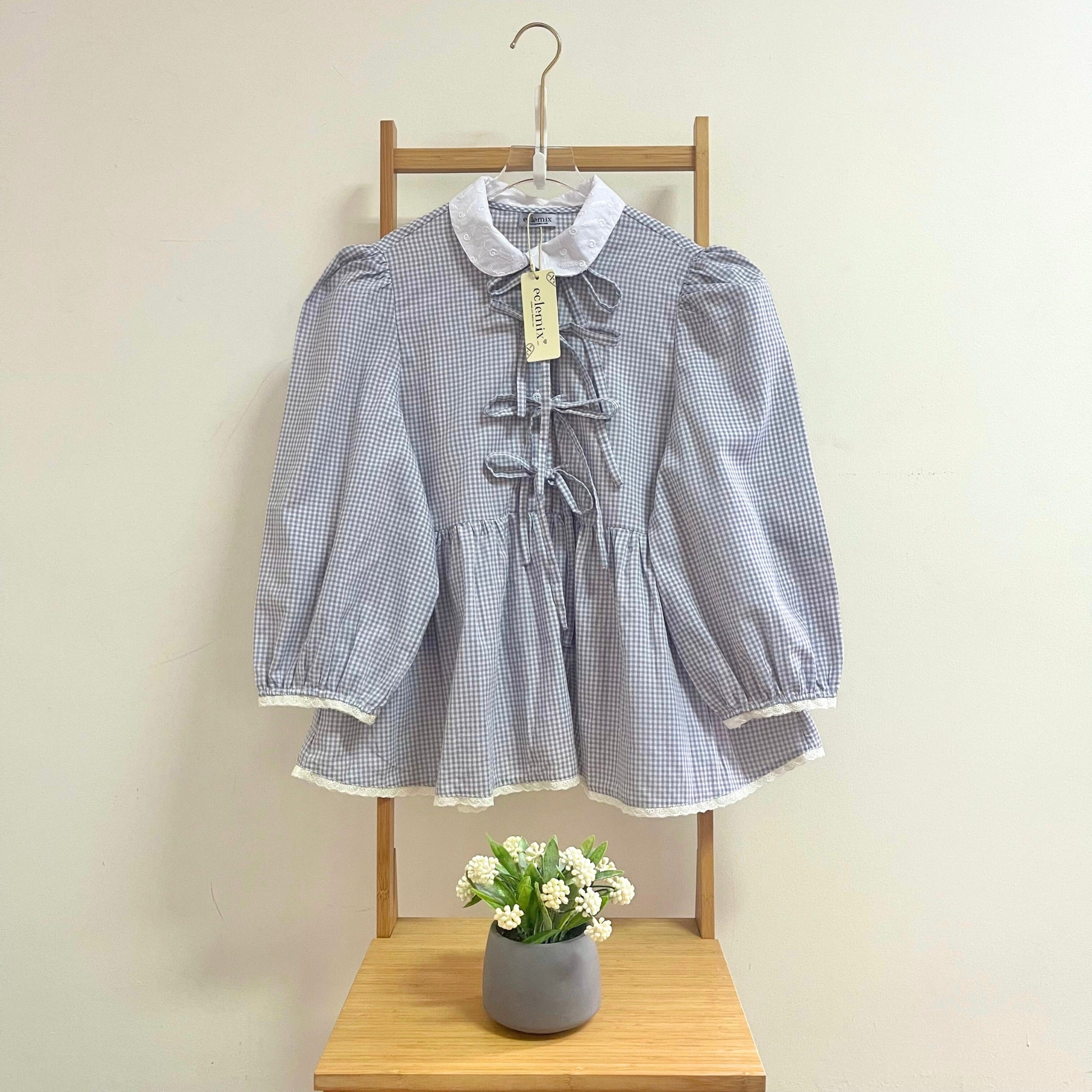 Eclemix Yumia Top | Atasan Wanita Blouse Pita Motif Kancing Depan