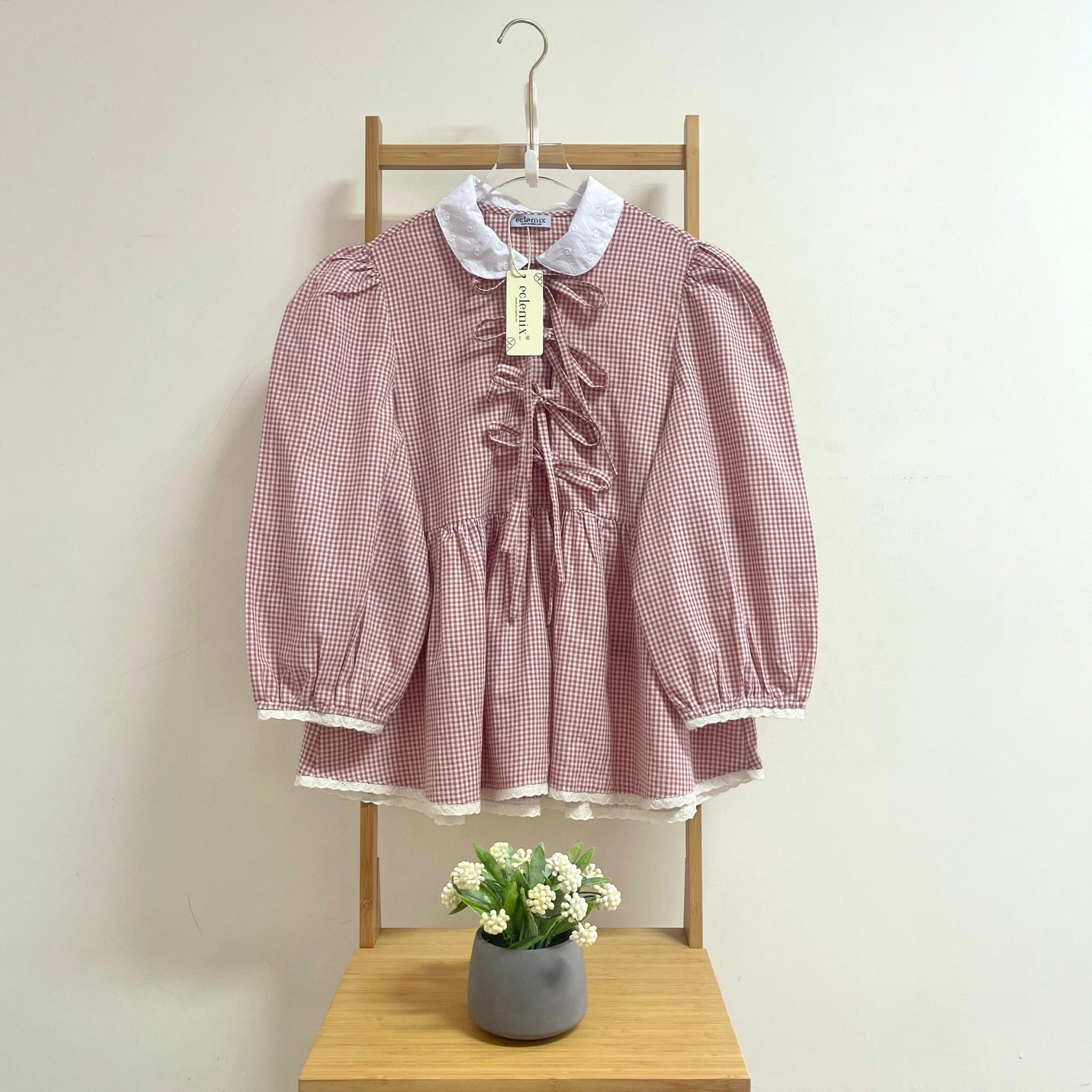 Eclemix Yumia Top | Atasan Wanita Blouse Pita Motif Kancing Depan