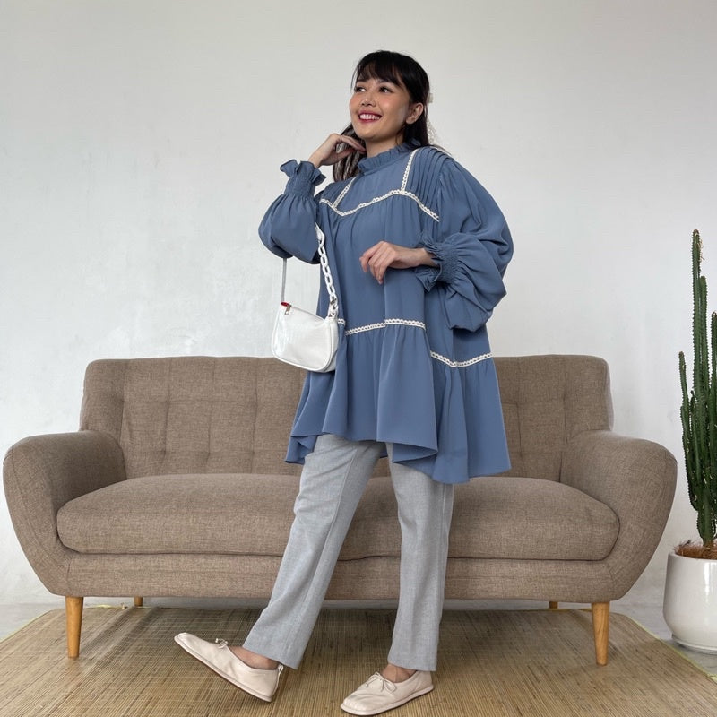 Eclemix Top Hari | Atasan Wanita Blouse Lengan panjang Loose