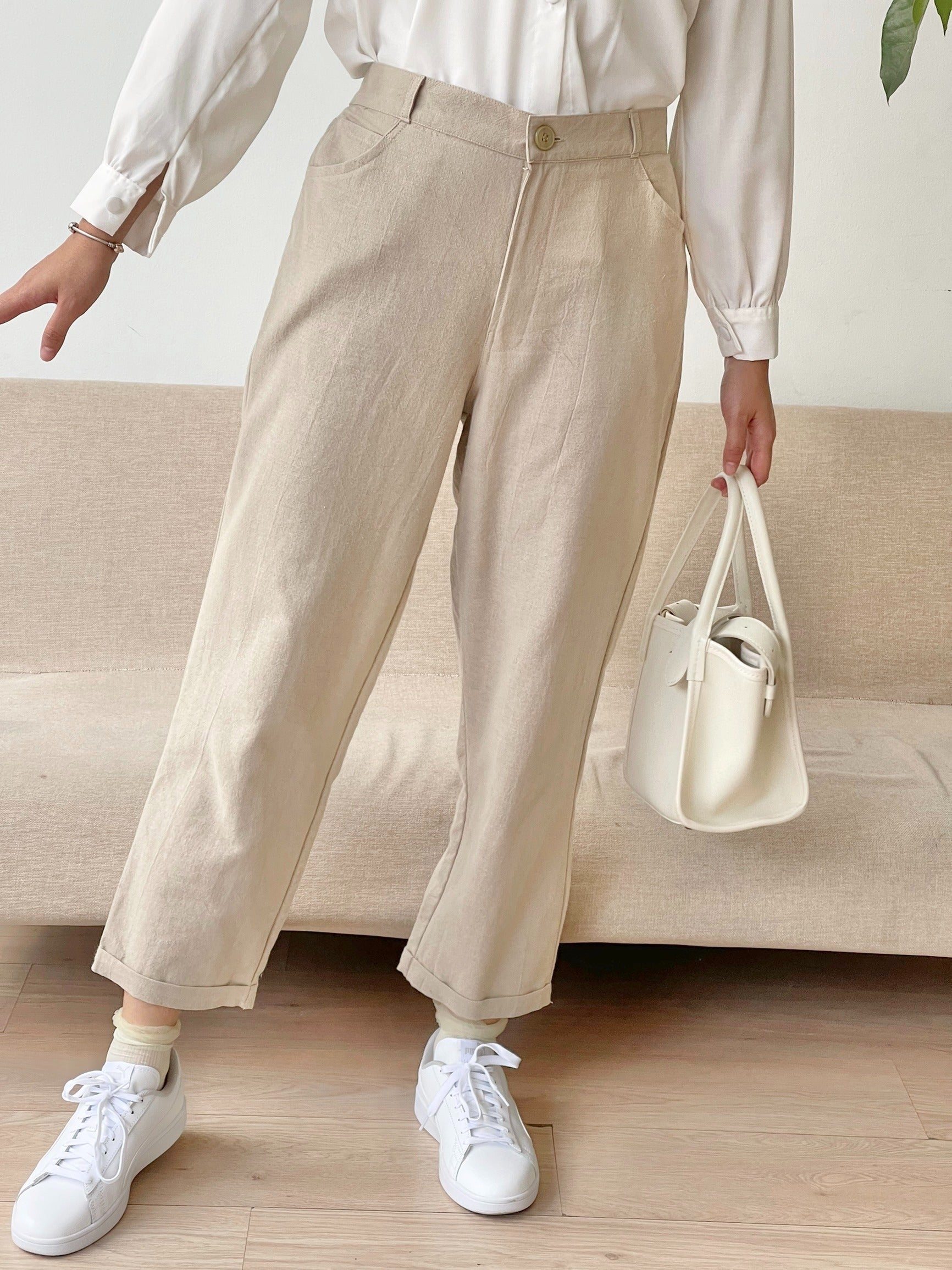 Eclemix Pants Bae | Celana Ankle Wanita Daily Basic Linen