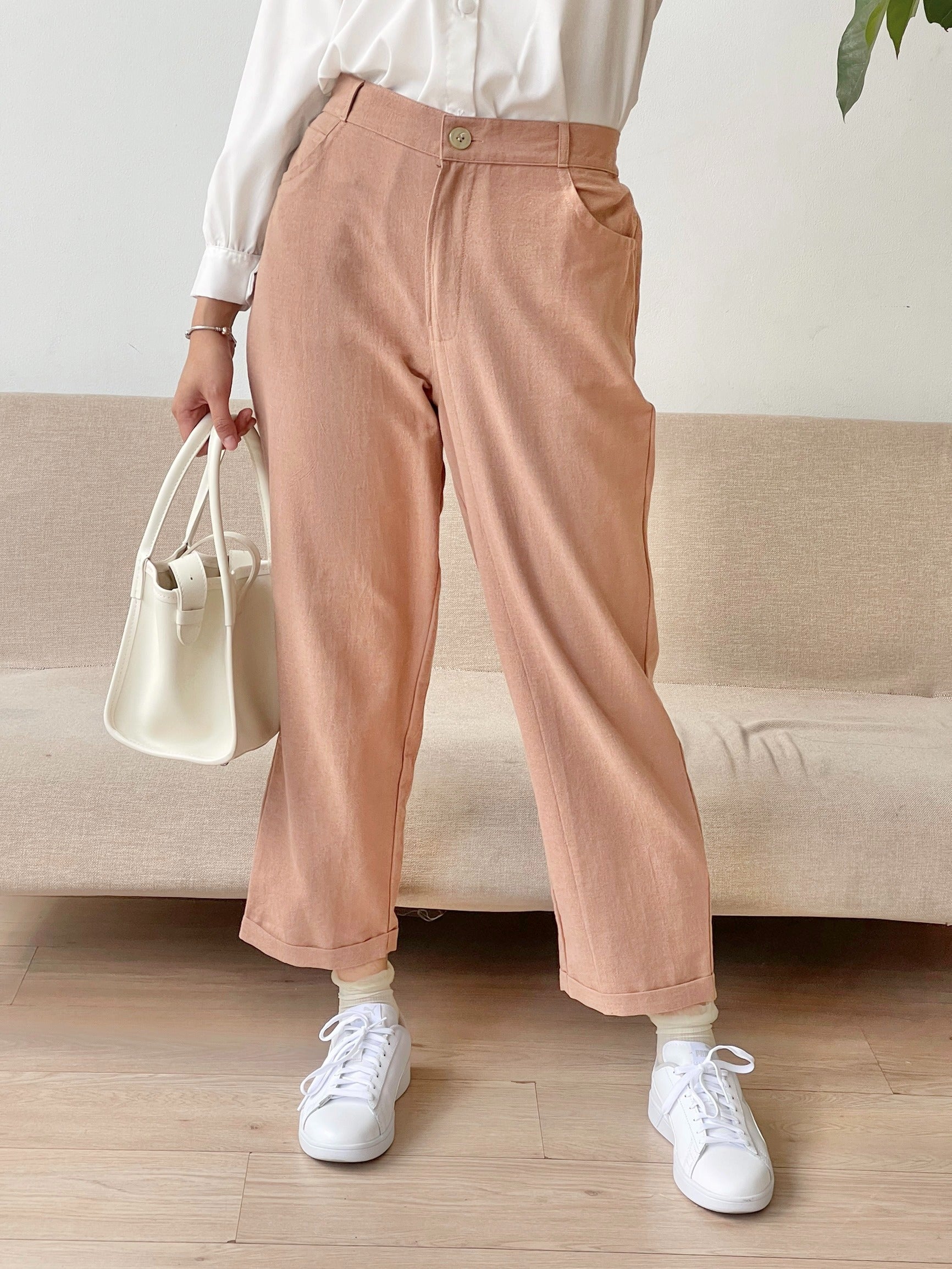 Eclemix Pants Bae | Celana Ankle Wanita Daily Basic Linen